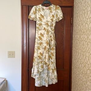 Cream dress with orange/yellow and green flowers